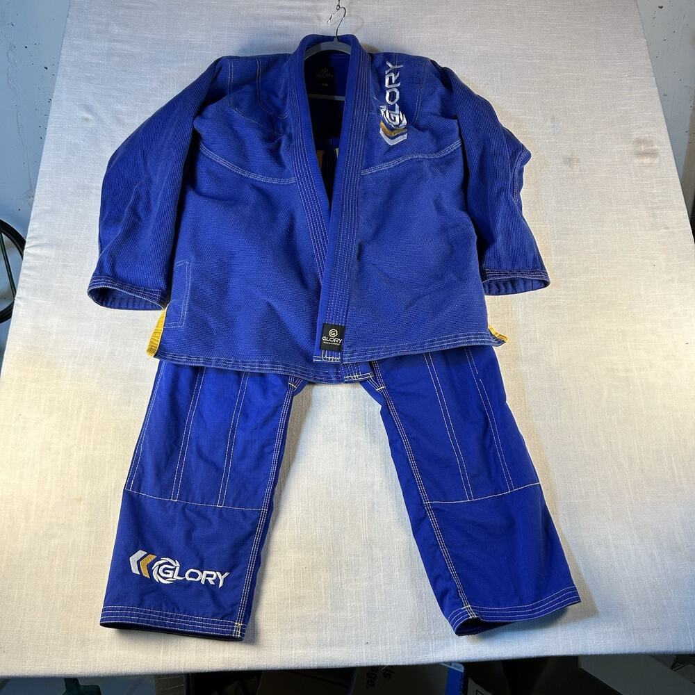 JiuJitsu Gi A0 Glory Blue/yellow Karate Kickboxing Kimono Martial Art Set unisex